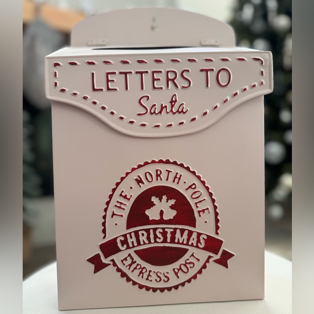 🆕 🎄📮📯✨🎅🏼LETTERS TO SANTA Metal Mailbox in Red & Cream